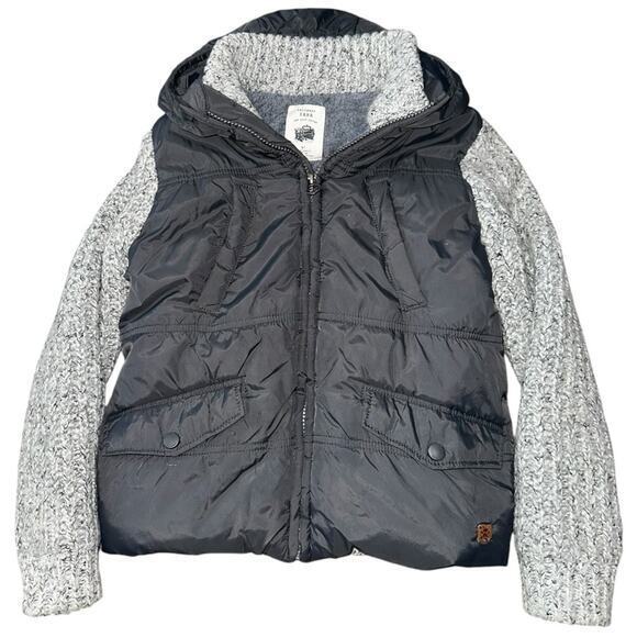 Zara Knitwear Boys Size 8 Gray Mixed Media Nylon Sweater Knit Jacket - Picture 1 of 8